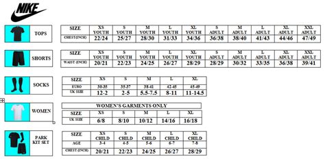 Nike Youth Size Chart Conversion