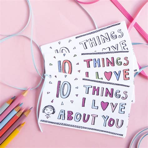 10 Things I Love About You Printable Set Favorite Things T