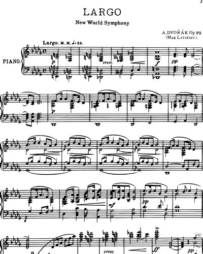 Largo From New World Symphony Op 95 Sheet Music By Antonín Dvořák