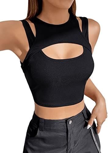 Gorglitter Crop Tank Top Damen Y2k Cut Out Top Bauchfreie Tops Mit