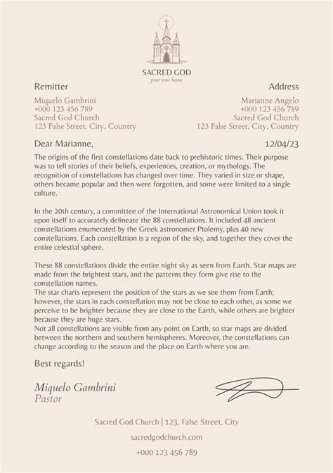 Free Elegant Sacred God Church Letterhead Template