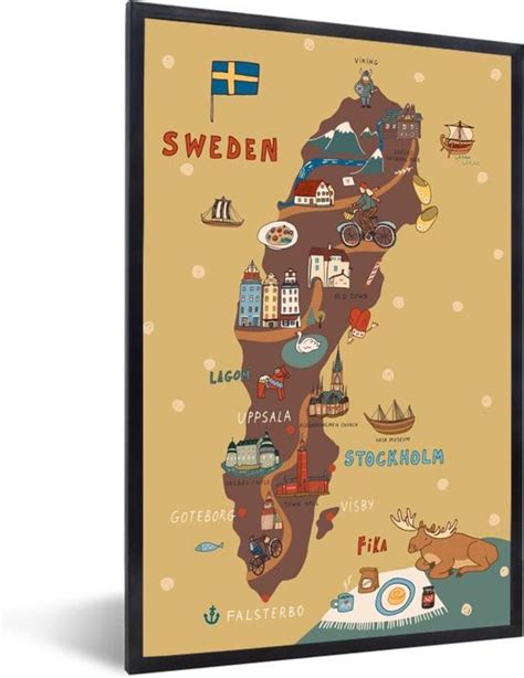 Illustratie Scandinavi Met De Landkaart Van Zweden Bol