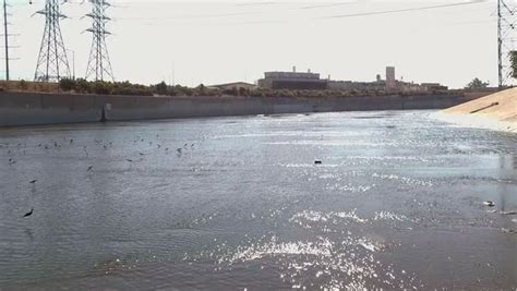 Low Aerial Shot Over Los Angeles River In California Stock Video