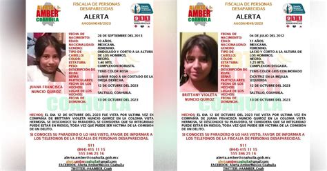 Activan Alerta Amber Por Hermanas Menores De Edad Desaparecidas En Coahuila