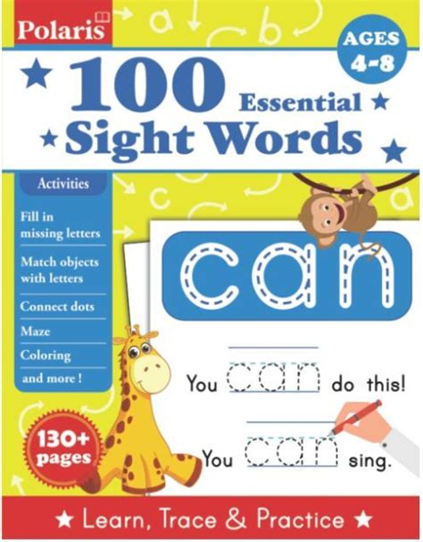 The Book Cover For 100 Essential Sight Words Can