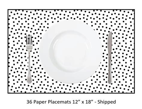 Black And White Polka Dot Paper Placemats Set Of 36 Paper Placemats 12