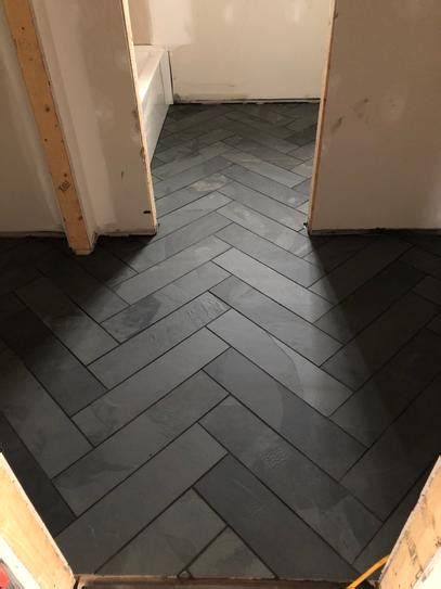 Black Slate Herringbone Tile Floor Flooring Guide By Cinvex