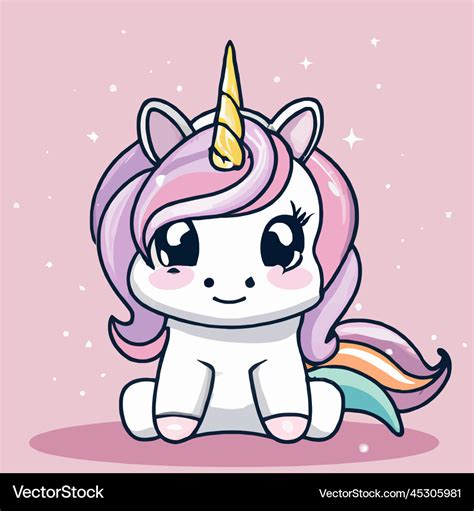 Cute Unicorn Unicorn Kawaii Chibi Drawing Style Vector Image