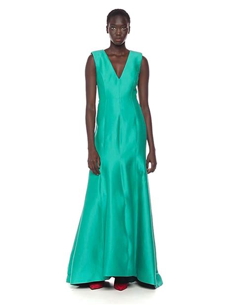 Halston Heritage Women S Sleeveless V Neck Fitted Structure Gown