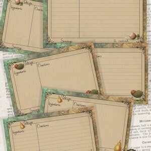 X Printable Recipe Cards Vintage Primer Gifts For Cooks Kitchen