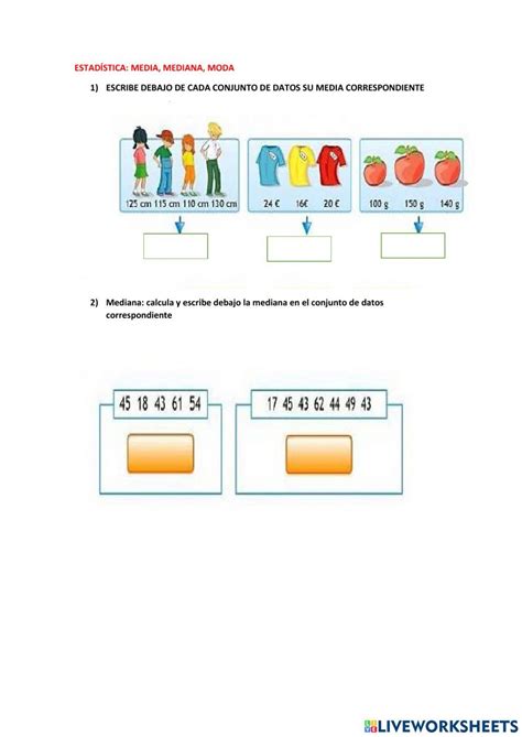 Ejercicios Media Mediana Y Moda Worksheet