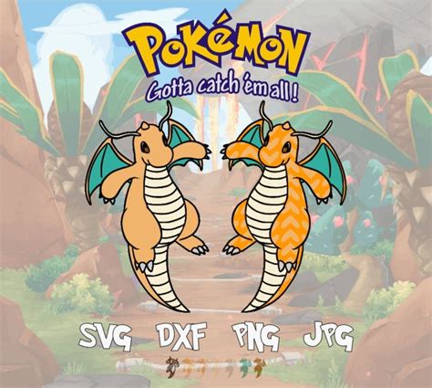 Buy2get1 Pokémon Dragonite Svg Dxf Eps Png  Digital Etsy España