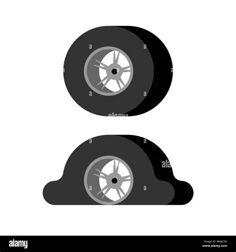 Flat Tire And Whole Wheel Car Vector Illustration Stock Vector Image