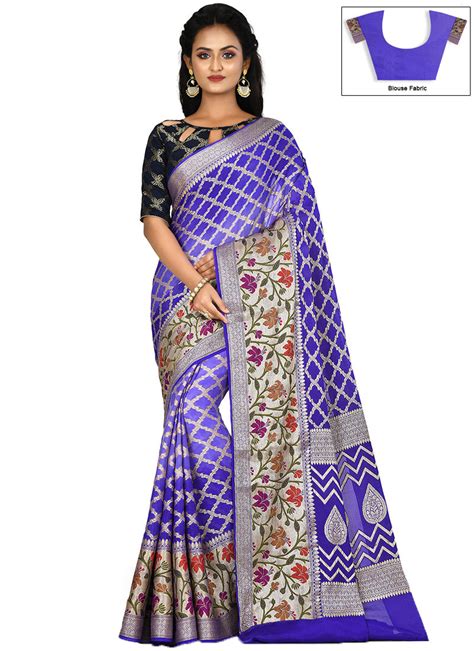 Buy Purple Benarasi Pure Silk Saree Festive Wear Zari Sari Online