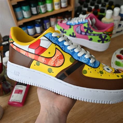 Spongebob Patrick Nike Air Force 1 07 Custom Shoes Hand Etsy