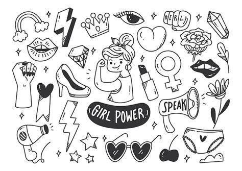 Premium Vector Girl Power Concept In Doodle Style Vector