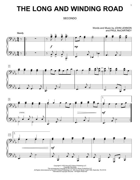 The Long And Winding Road By The Beatles Sheet Music For Piano Duet At