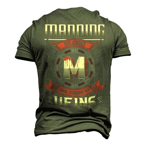 Manning Blood Run Through My Veins Name V Men S D T Shirt Back Print