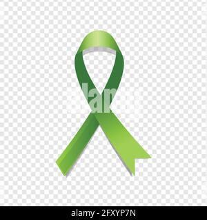 Realistic Green Ribbon Medical Symbol Of Lymphoma Liver Organ