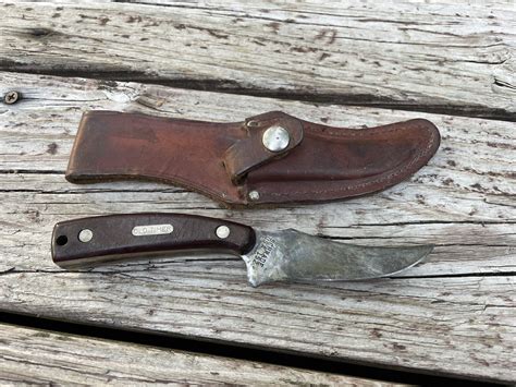 Schrade USA Old Timer Sharpfinger Knife 152OT Leather Sheath Vtg