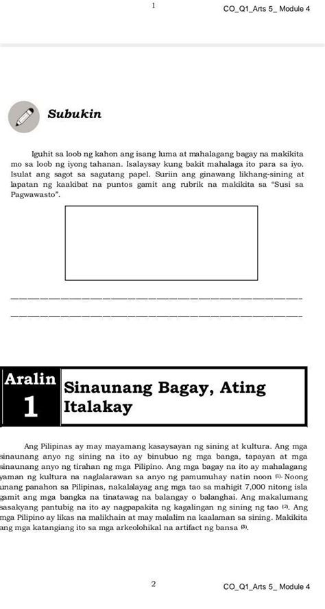 Subukin Iguhit Sa Loob Ng Kahon Ang Isang Luma At Mahalagang Bagay Na