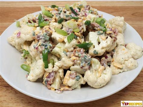 Cauliflower Salad with Cheddar and Bacon Recipe | YepRecipes