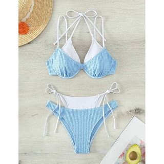 𝒫𝑒𝒶𝒸𝒽𝓎 𝒷𝒾𝓀𝒾𝓃𝒾 Bộ Bikini Nữ Smock Khối Màu y2k Shopee Việt Nam