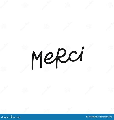 Merci French Thank You Calligraphy Quote Lettering Stock Illustration