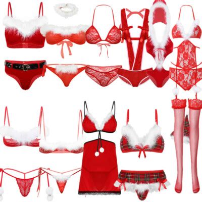 Womens Sexy Babydoll Lace Sleepwear Christmas Thong Brief Underwear Lingerie Set EBay