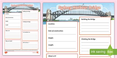 Sydney Harbour Bridge Fact File Template Profesor Hizo