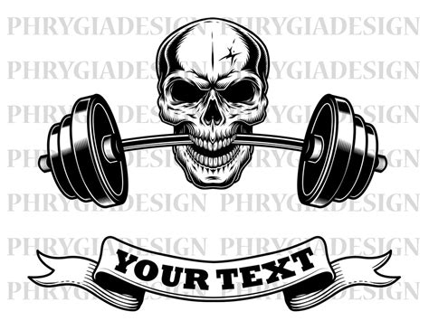 Skull Barbell Svg Png Skull Fitness Svg Skull Svg Barbell Gym Svg Skeleton Gym Svg