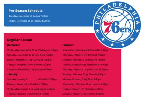 Free 2020 21 Philadelphia 76ers Schedule And Printable TV Schedule