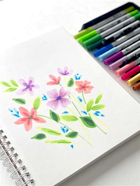 Spring Flower Tutorial Using Abt Pro Markers Tombow Usa Blog