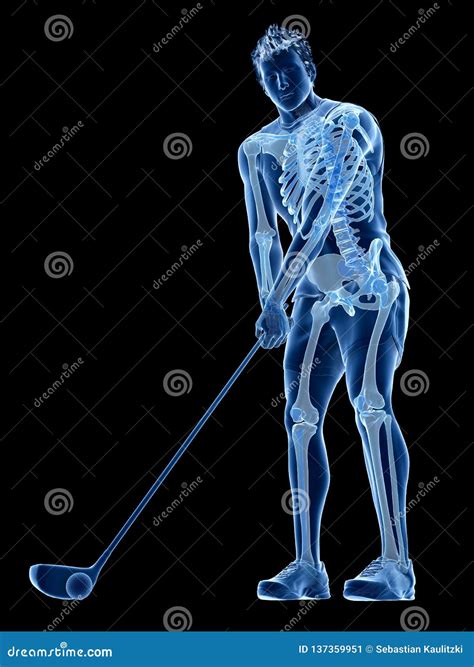 The Skeleton Of A Golf Player Stock Illustration Illustration Of