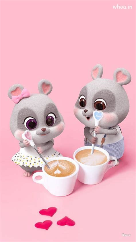 Best Cartoon Couple With Coffee Mobile Wallpaper Download