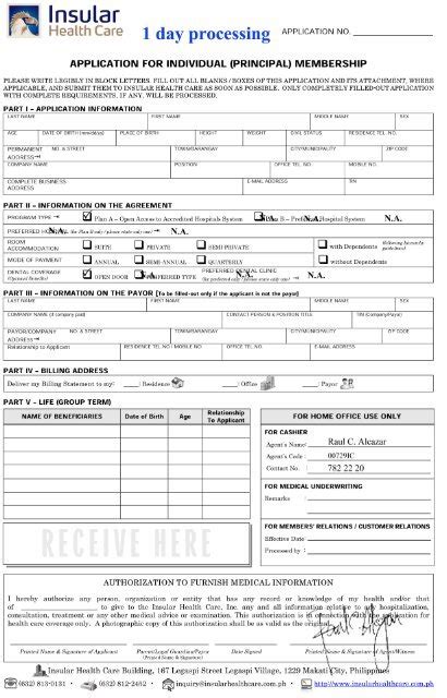 Application Form For Principal Expresspdf Insular Life Health Care