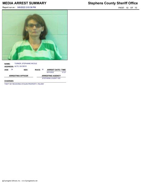 Stephens County Sheriffs Office Arrest Report 8 28 9 4 2022