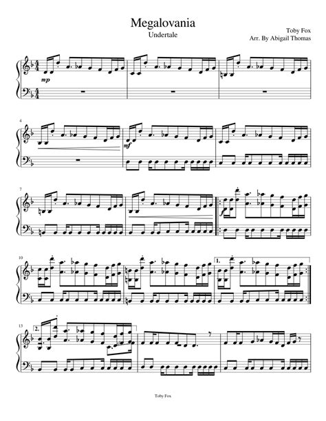 Megalovania Sheet Music For Piano Solo Download And Print In Pdf Or Midi Free Sheet Music