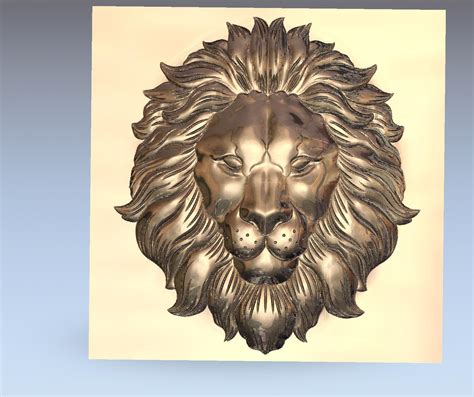 Free STL File Lion Head Bas Relief Model For Cnc Template To