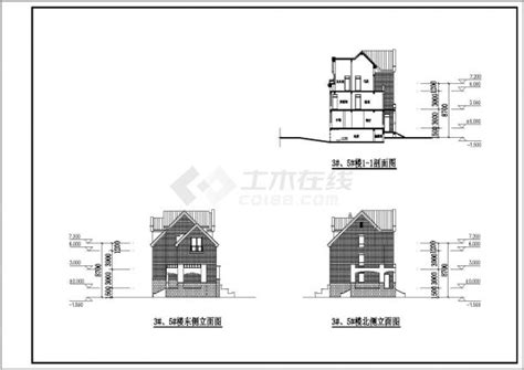 某地三层框架结构联排别墅建筑方案设计图居住建筑土木在线