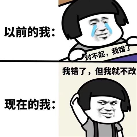 以前的我 对不起 我错了我错了 但我就不改现在的我 保持快乐秘诀表情包 发表情