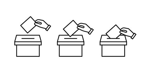 Vote Box With Ballot Line Icon Hand Holding Ballot Paper Election