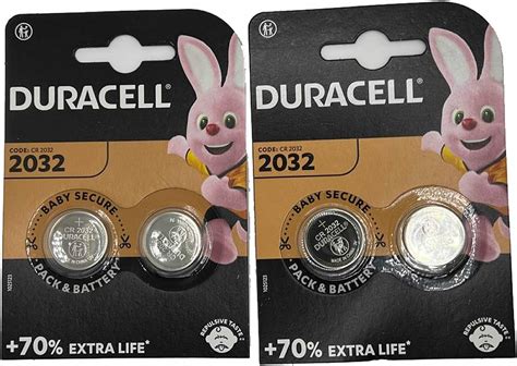 DURACELL CR2032 Lithium Coin Batteries 3V 4 Pack 70 Extra Life