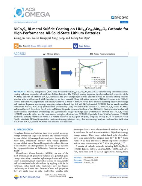 Pdf Nico S Bi Metal Sulfide Coating On Lini Co Mn O