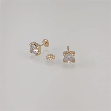 Zarcillos 6 Mm Piochas Base Cuadrada C Zircon Abridores Screwbacks