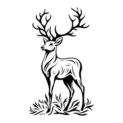 Cerf En Silhouette Illustration Vectorielle Vecteur Premium