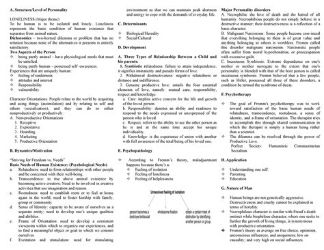 Erich Fromm A Structure Level Of Personality Loneliness Major Theme