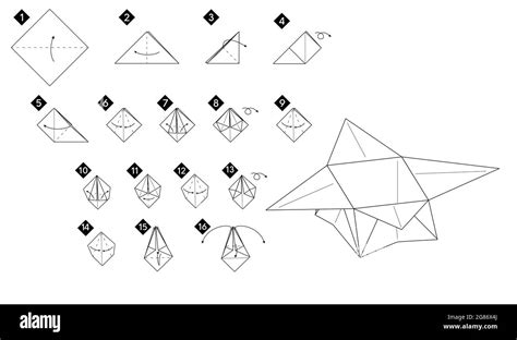 Step By Step How To Make Origami Box Vector Monochrome Instructions