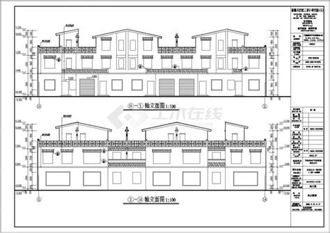 某地上三层框架结构联排别墅建筑方案图居住建筑土木在线