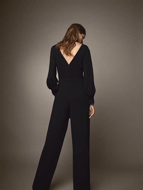 Fall Winter 2017 Women´s Black Jumpsuit With Belt Detail At Massimo